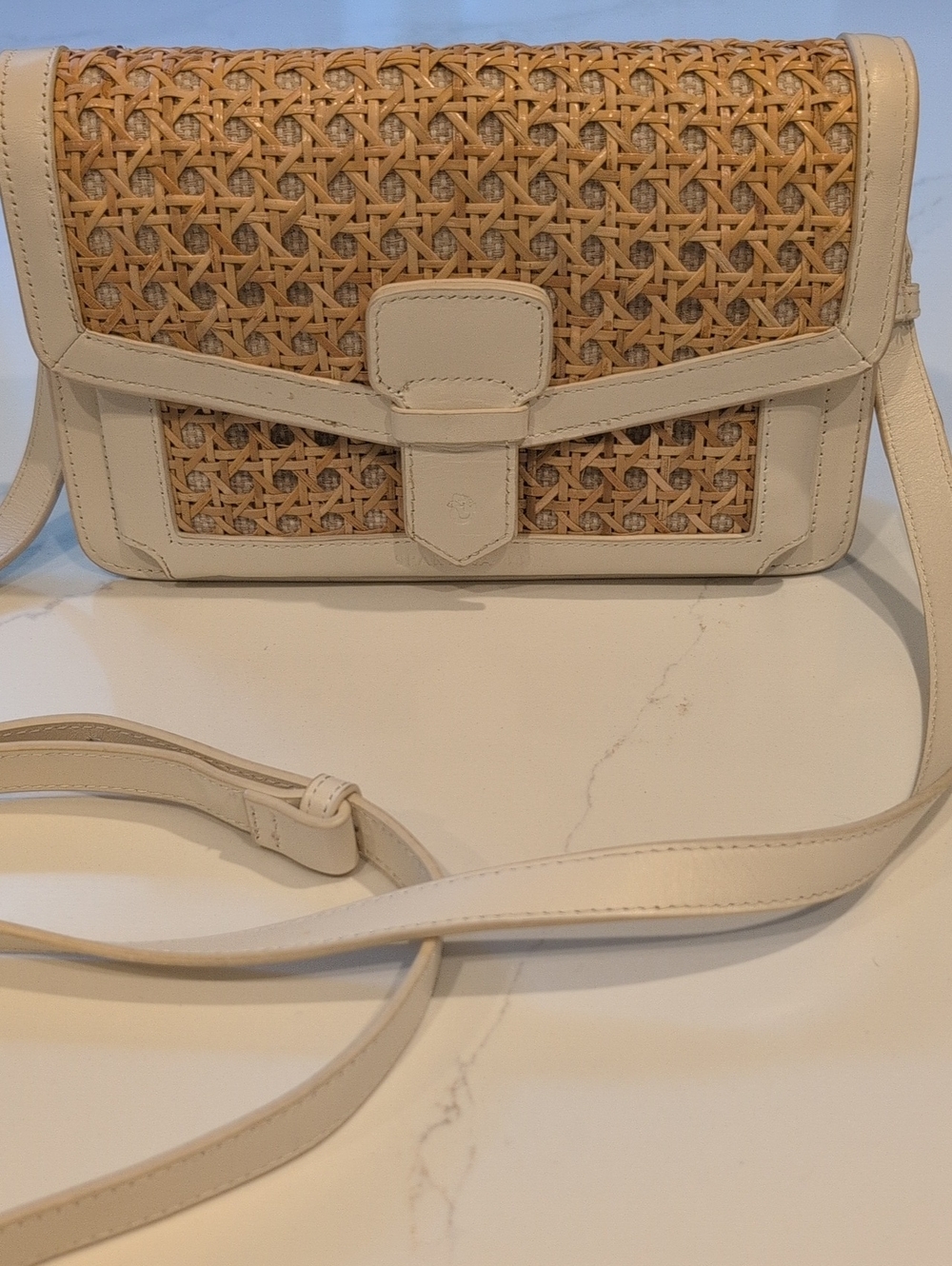 Spartina 449 Cream Woven Crossbody Bag - Elegant Neutral Shoulder Bag Coastal